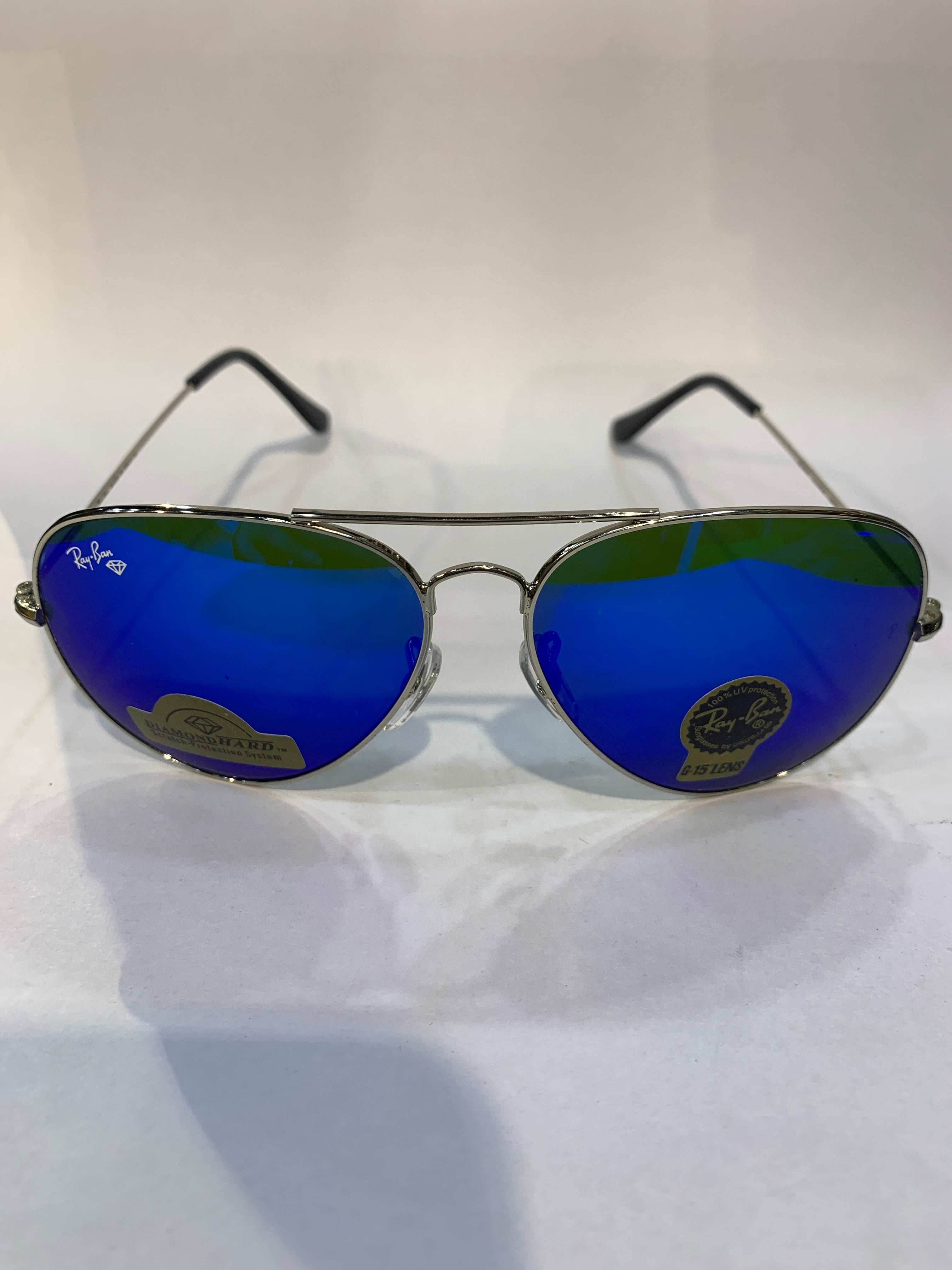 YAR Silver Frame Blue Mercury Shade Unisex Sunglasss RB 3026 52 14