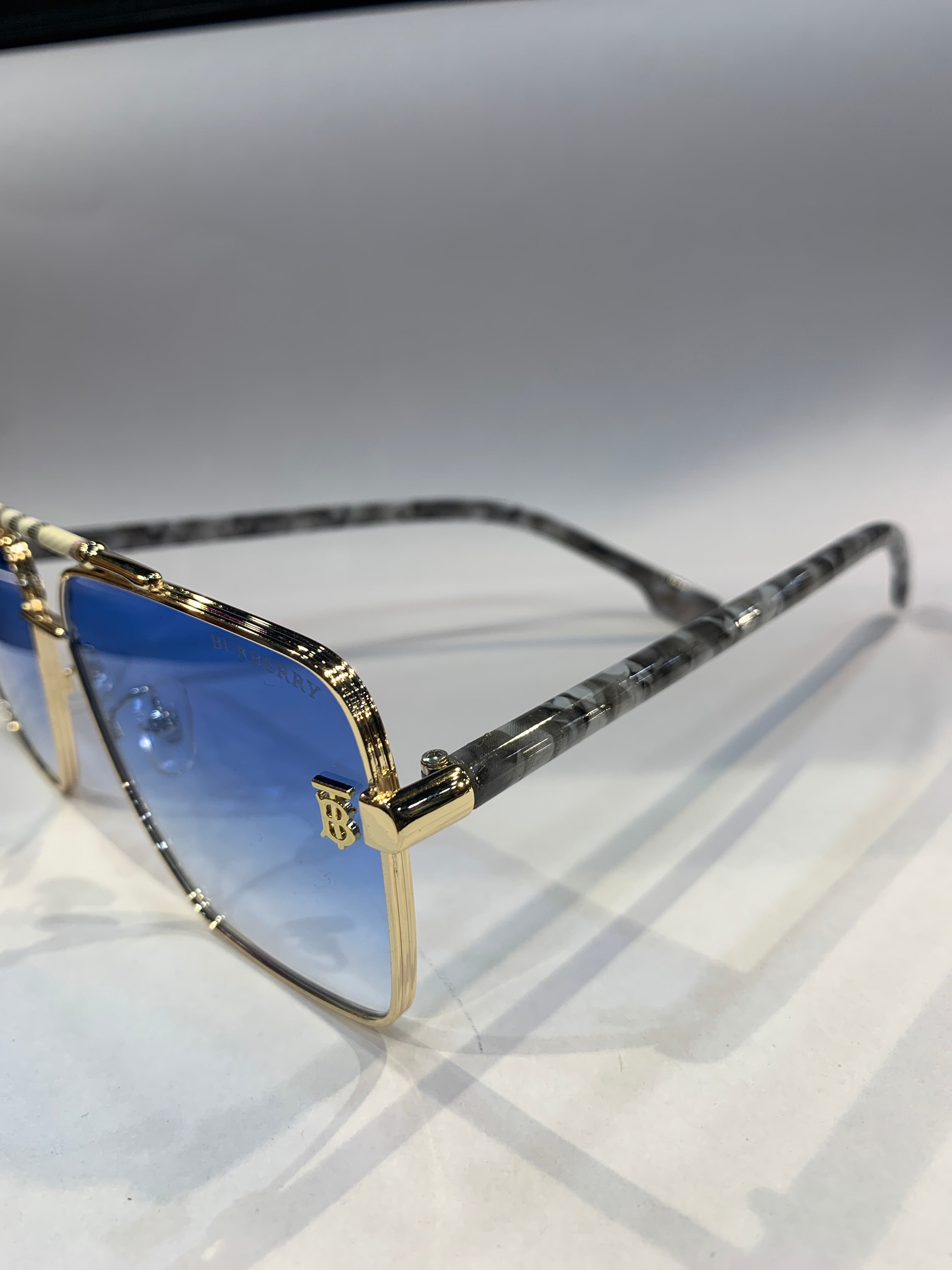 RUB Golden Smoke Grey Frame Blue Shade Unisex Sunglasss 5G100 50 17 150