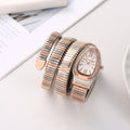 LVB Copper Silver Snake Chain Ladies Stud White Dial Watch 989351