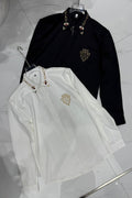 Cug White Colour Golden Embroidery Coller Work Full Sleeve Imported Shirt 2028
