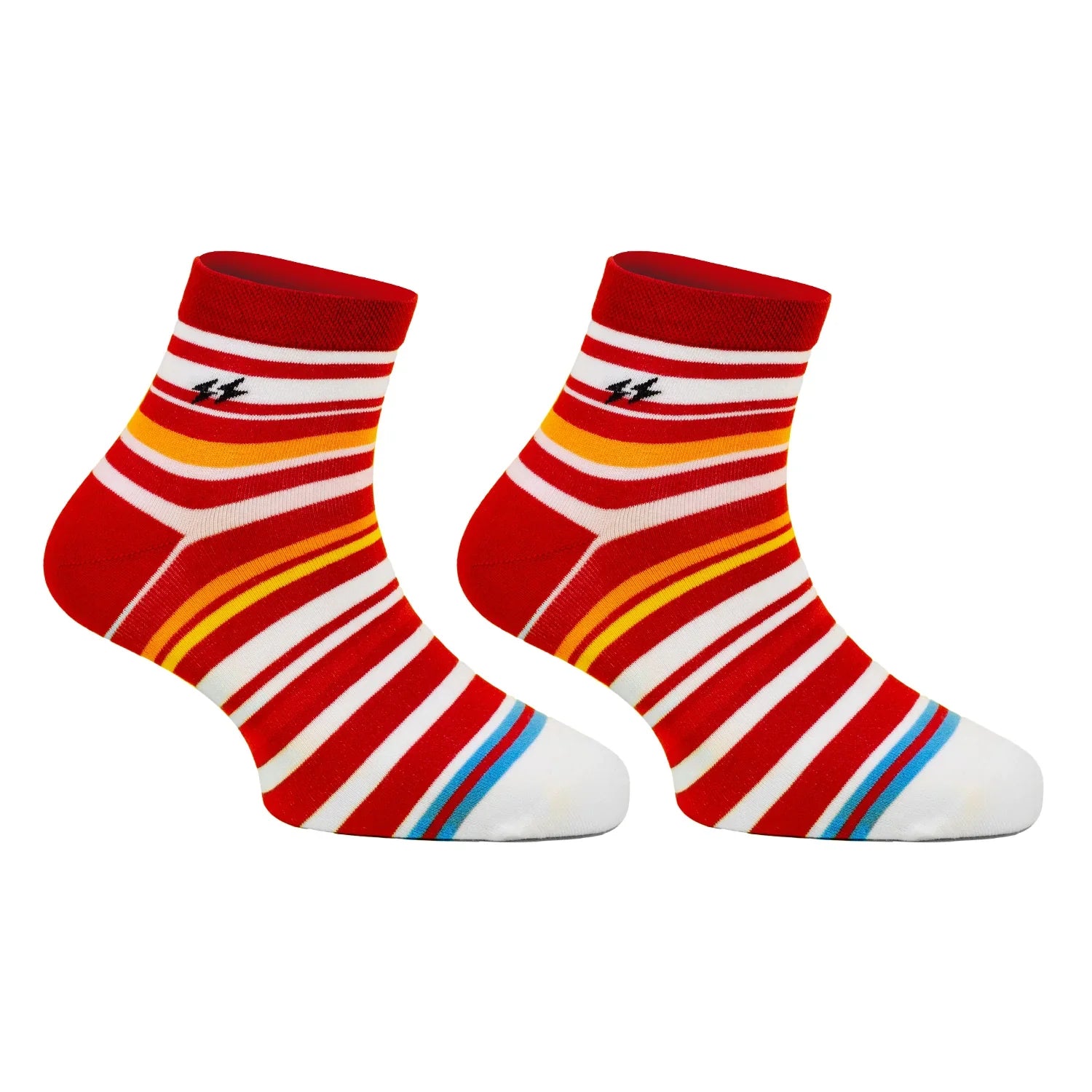 PAPA SOCKS White & Red Strips  Print Premium Quality Half Unisex Socks 989947