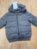 OUL Jacket Dark Grey Colour Monogram Print With Hoodie 9918