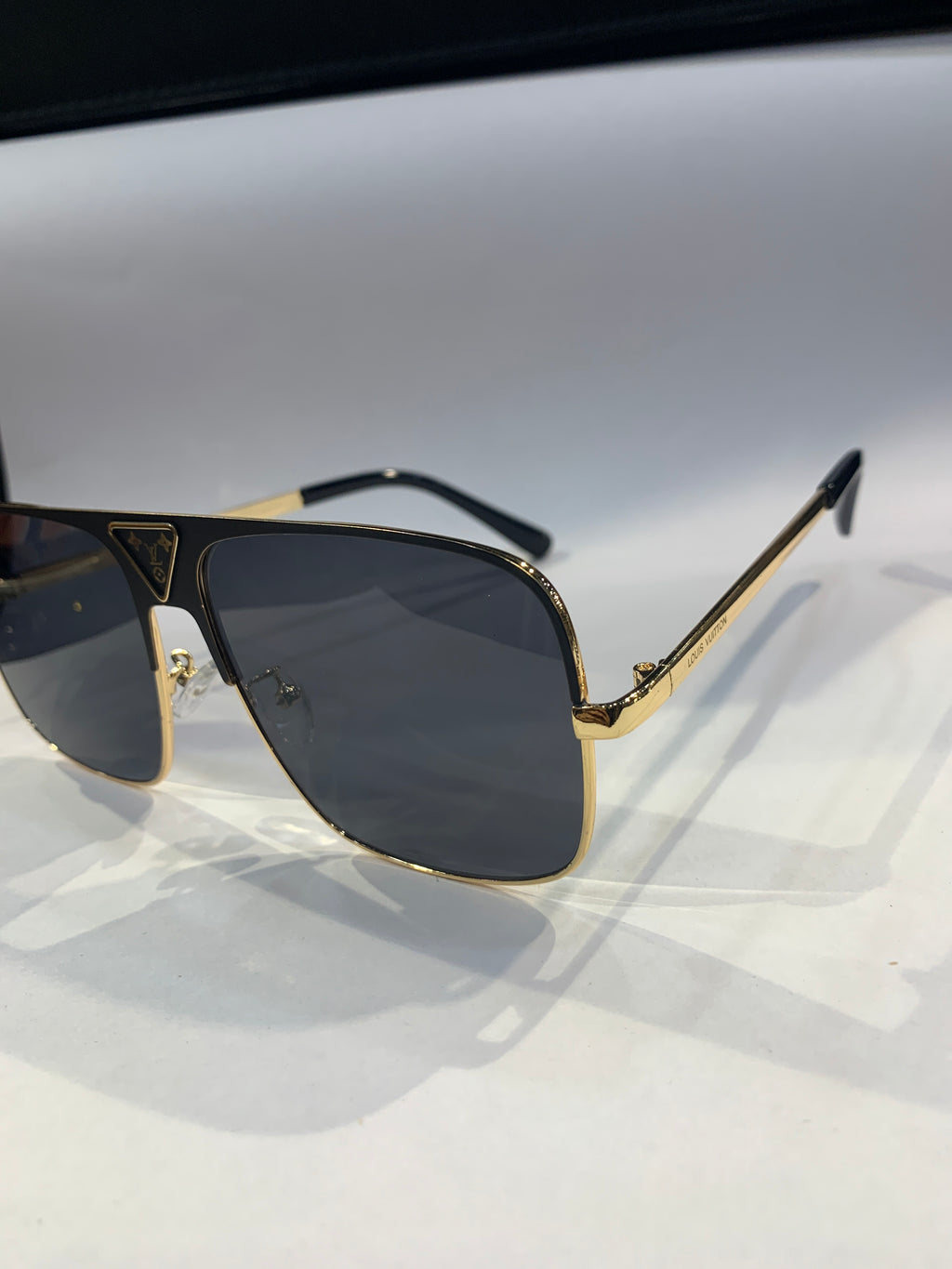 UOL Black Golden Frame Black Shade Unisex Sunglasss 2076 52 18 142