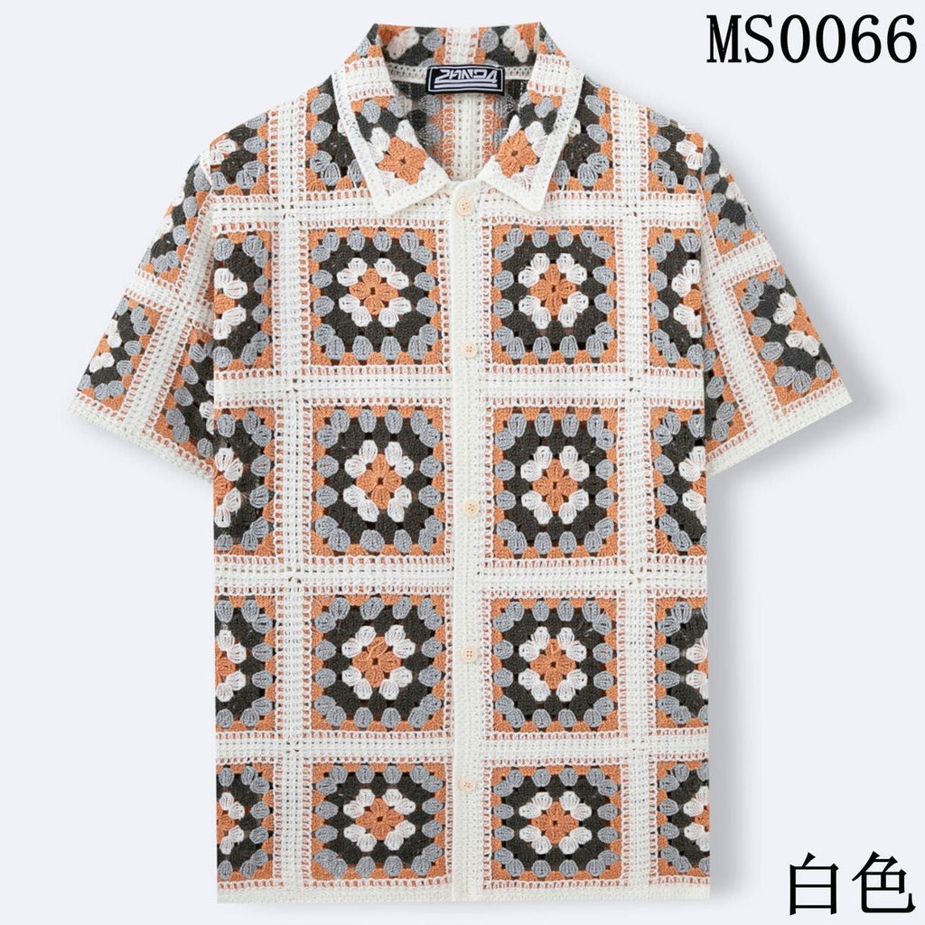 Panda Crochet White Rust Grey Green Colour See Through Imported Unisex Shirt MS0066