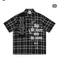 SAVAGE BASE BURN THE SCRIPT Black Grey Check Rugged Style Half Sleeve Imported Unisex Shirt YR9367