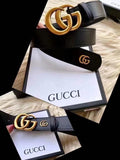 CUG GUC Golden Buckle Black Strap Premium Quality Imported Unisex Belt 612