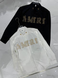 Ami Ima Black Colour Golden Embroidery Full Sleeve Imported Shirt 6688