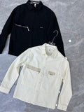 Fashion Black Colour Double Pocket Black Line Print Full Shirt 5021