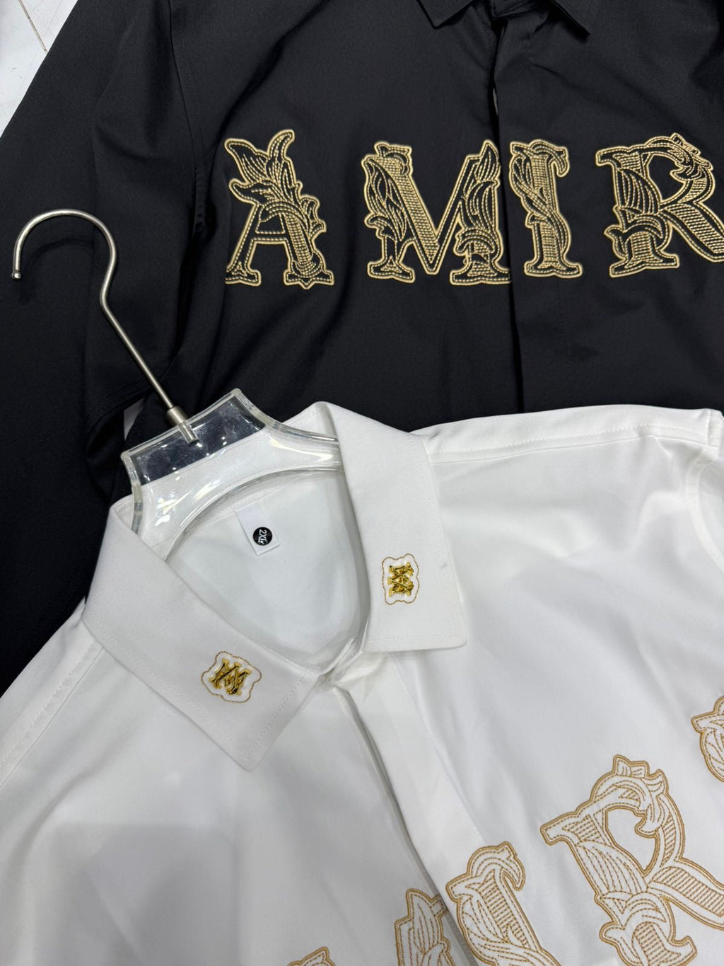 Ami Ima Black Colour Golden Embroidery Full Sleeve Imported Shirt 6688
