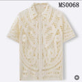 Panda Crochet Shirt Cream Colour See-Through MS0068