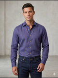 AQUARIUS Blue Colour Premium Quality Plain  Full Sleeve Linen Shirt 990840