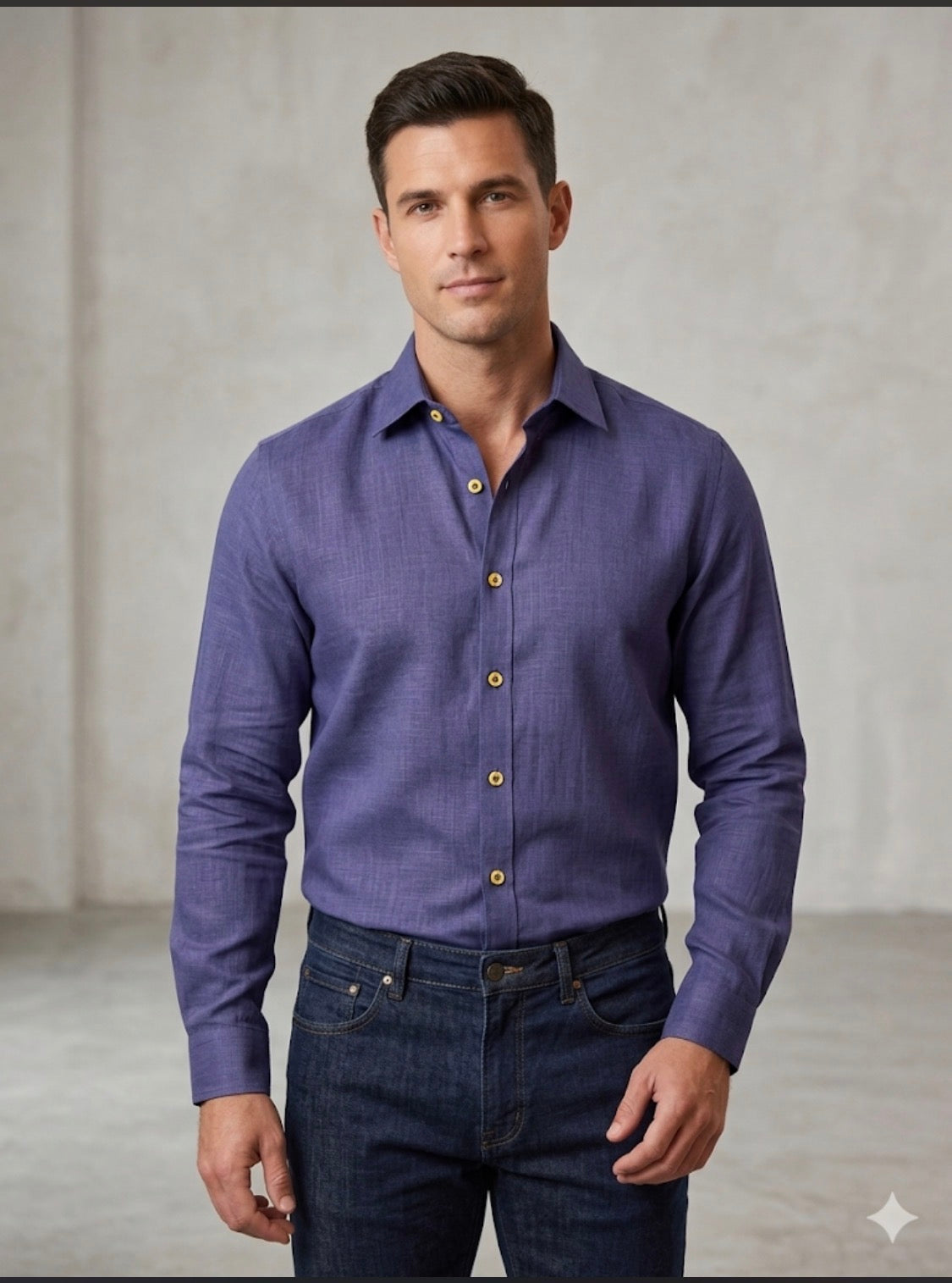 AQUARIUS Blue Colour Premium Quality Plain  Full Sleeve Linen Shirt 990840