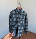 BUIE GUIE Blue Grey Check Premium Quality Imported Unisex Denim Jacket Shacket D660