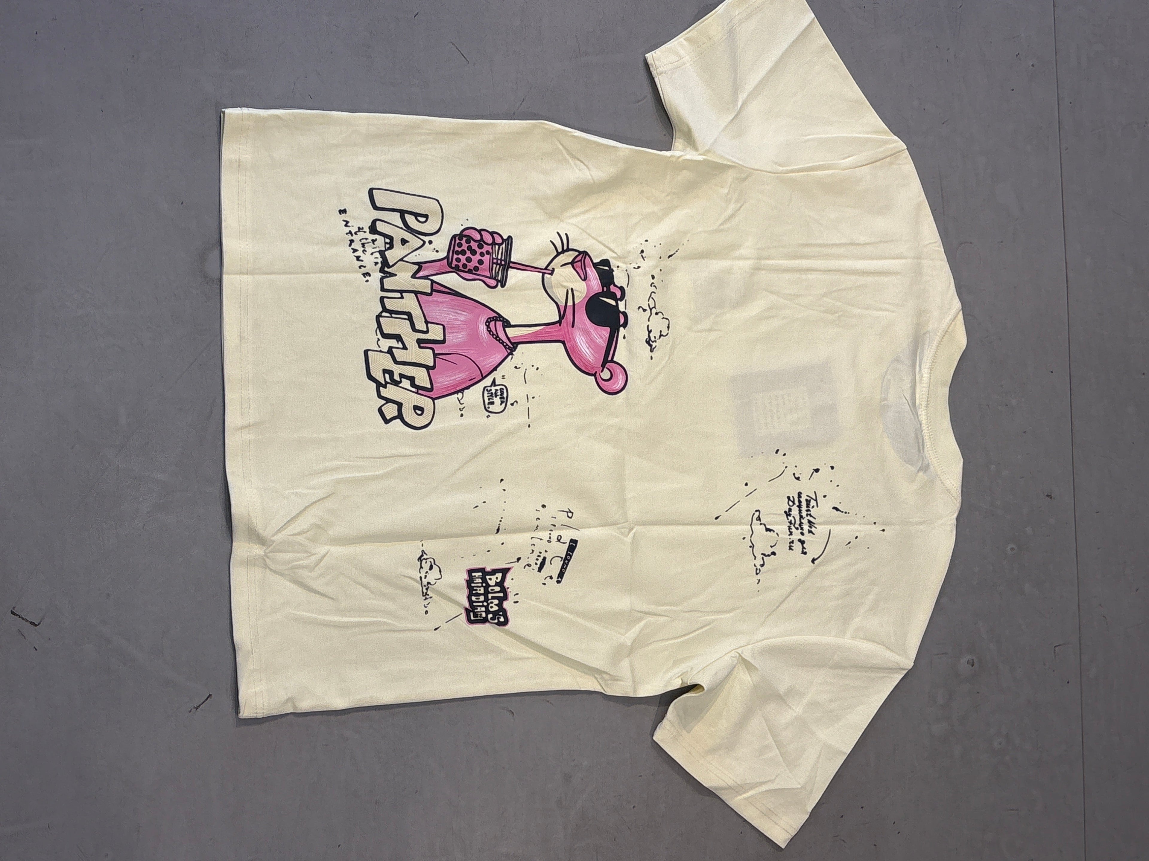 Fashion Cream Colour Panther Back Print Round Neck Tshirt K10009