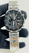 Ide Silver Chain Black Dial Chrono Watch For Men 988981