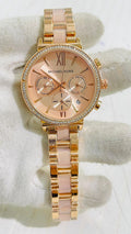 Cim Copper Pink Slim Chain Copper Dial Studed Ladies Watch 989367
