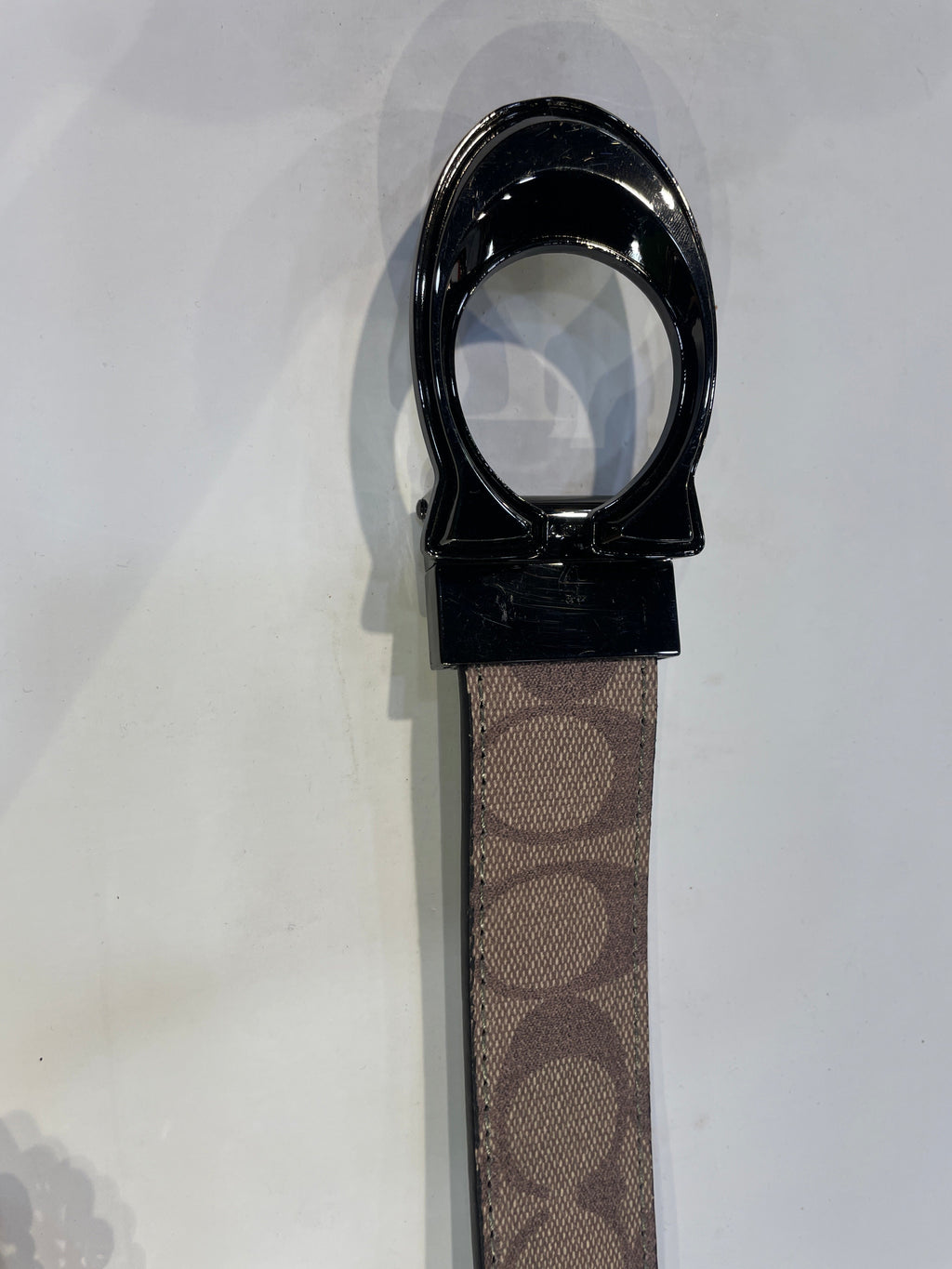 AOC Beige Colour With Graise Black Glossy Buckle Men’s Belt H30056