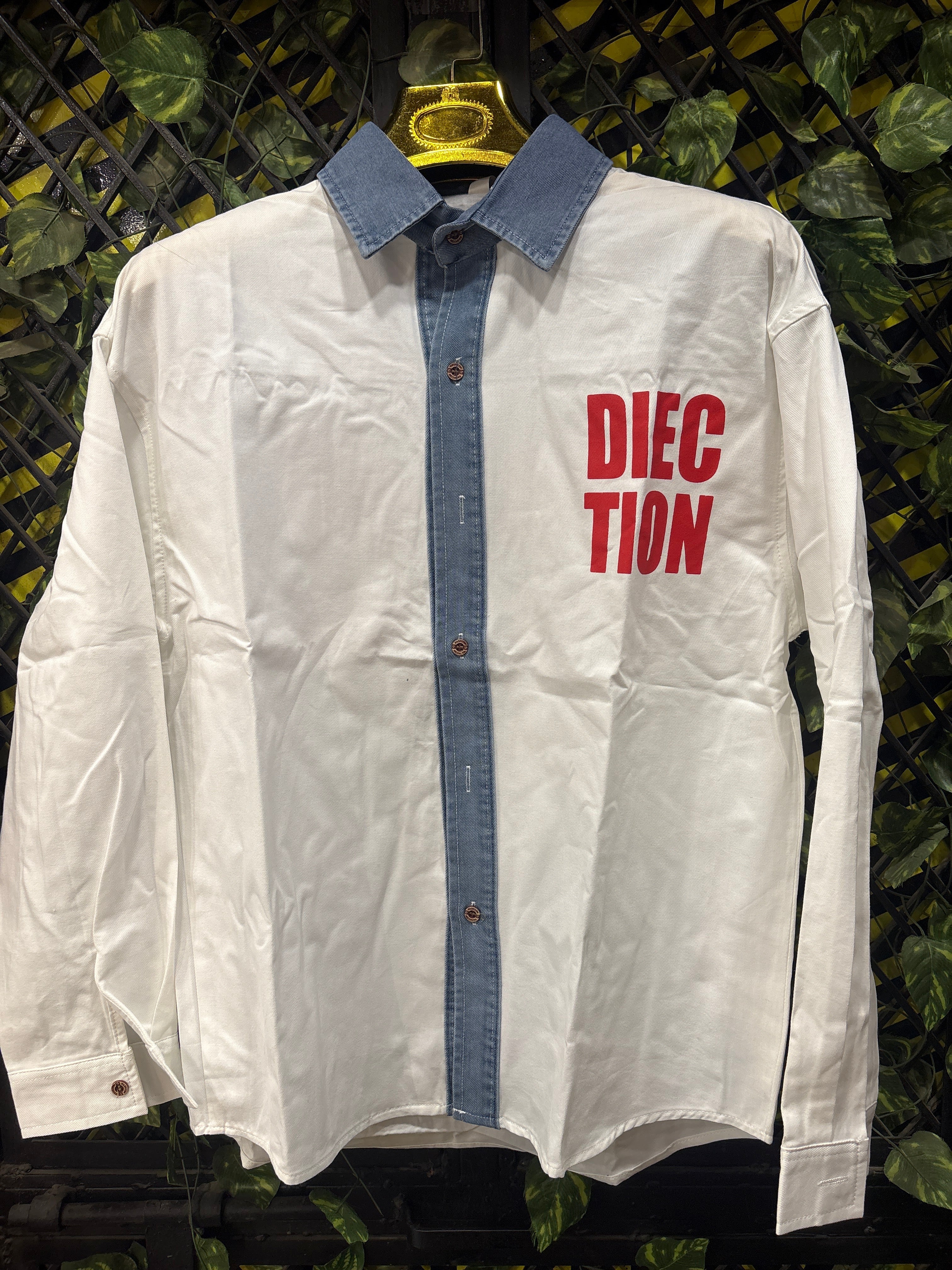 G.N White Colour Blue Denim Coller Dieg Tion Imported Full Sleeve Shirt 2619