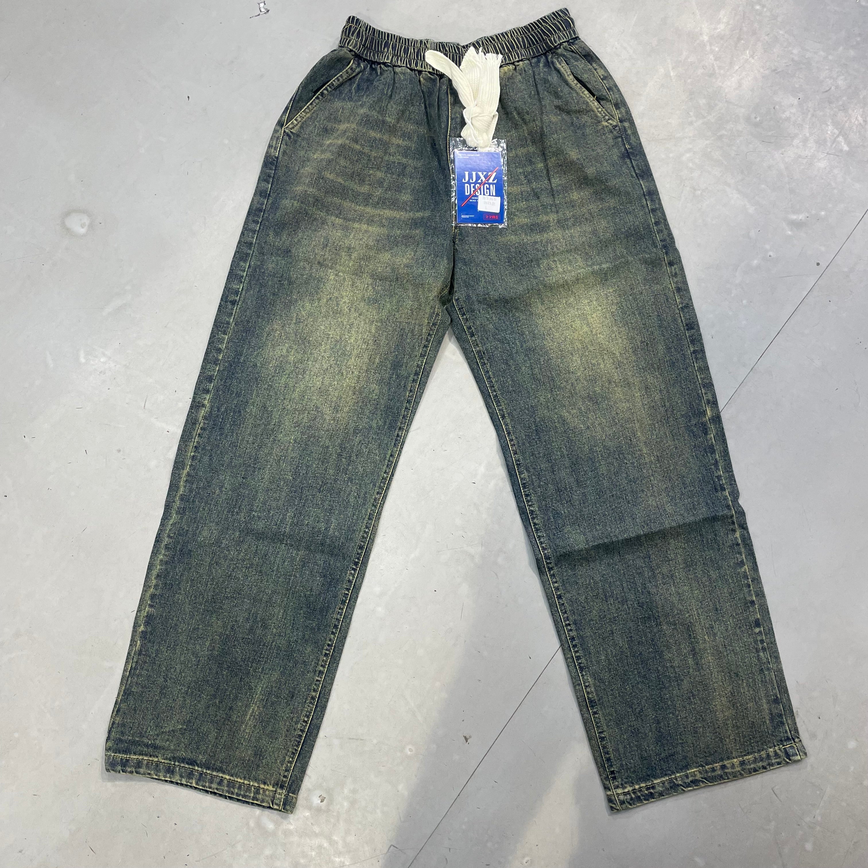 JJXZ Green Bluish Shade Denim Stretch Fit Jogger Style Jeans 7673