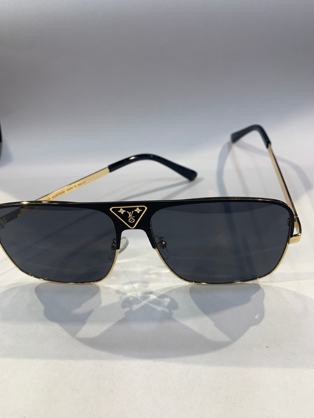 UOL Black Golden Frame Black Shade Unisex Sunglasss 2076 52 18 142
