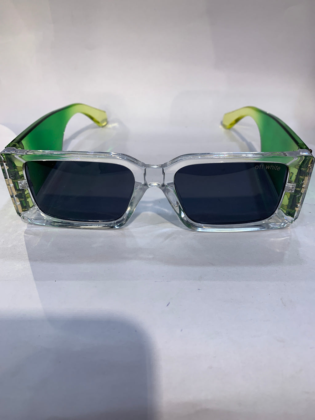 FFO White Green Transparent Frame Black Shade Unisex Sunglasss SUN 009