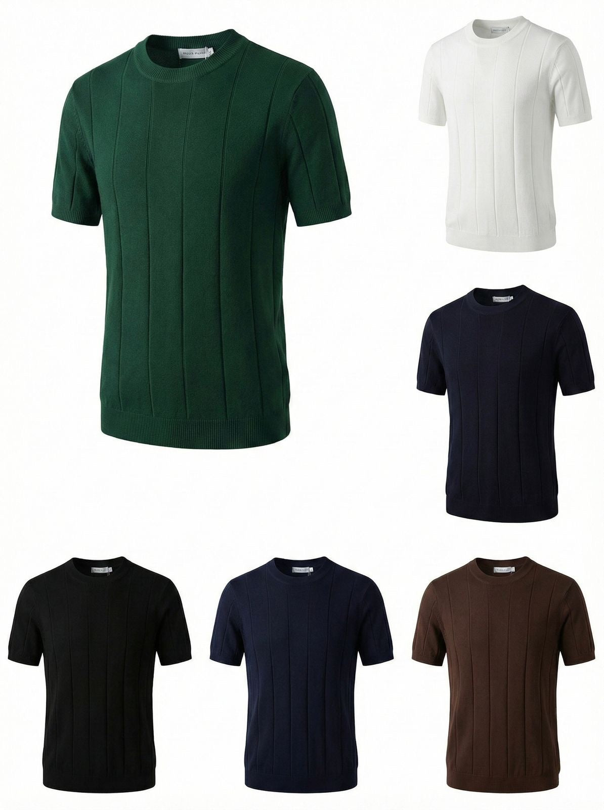 Modern Stylish Black Colour Lining knitted Round Neck Tshirt 7065