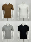 Modern Stylish Black Colour Knitted Half Zip Coller Tshirt 7016