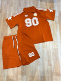 Brimg Ridge Orange Colour Coller Tshirt Shorts 90 Imported Coord Set T53