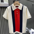 CUG GUC White Orange Blue Knitted Premium Quality Unisex Collar T-Shirt 990313