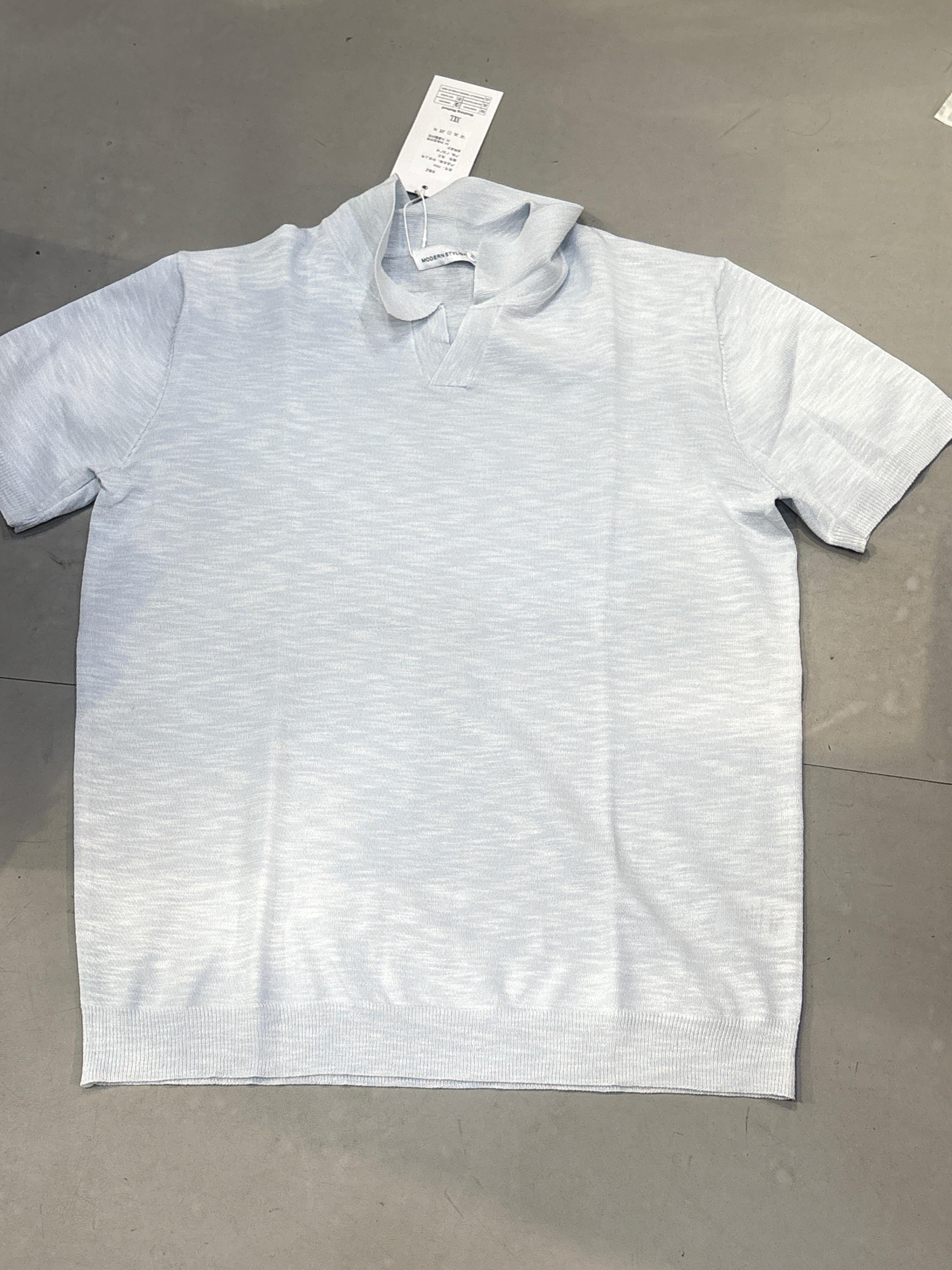Modern Stylish Ice Sky Blue Colour V Neck Coller Tshirt 7055
