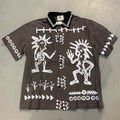 SAVAGE BASE Gray Colour Black Collar With White Print Imported unisex shirt YR9340