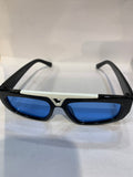 UOL Black White  Frame Blue Shade Unisex Sunglasss 6155 55 18 145