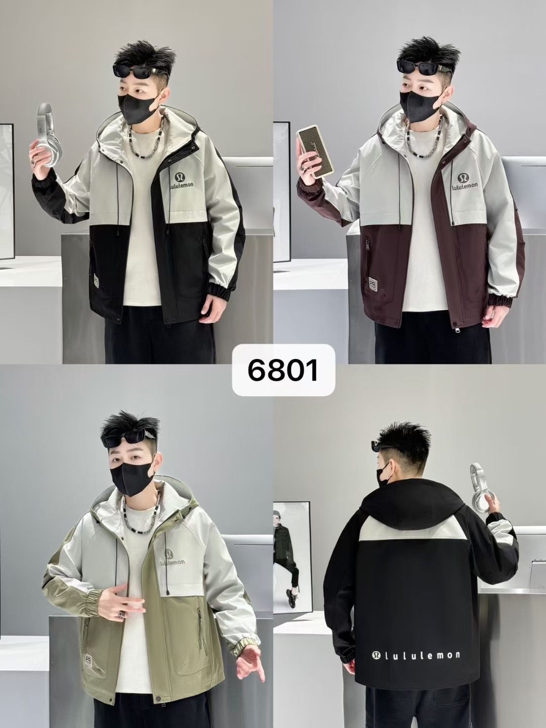 LULULEMON Light Grey Maroon Colour Heavy Quality Hooded Jacket 6801