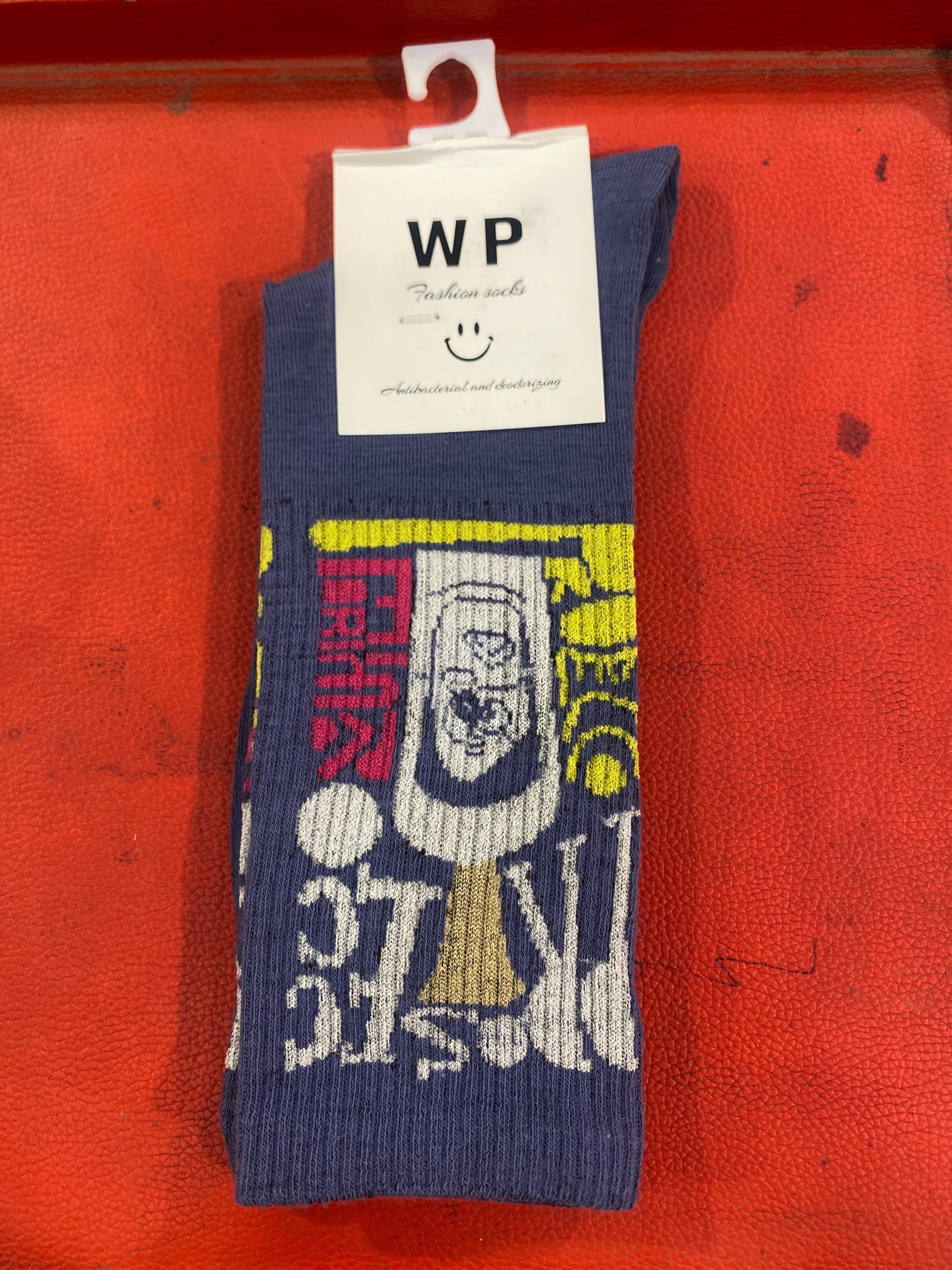 WP Blue Colour With Multy Print Premium Quality Full Socks 990055