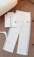 LOP POL Cream Colour Linen Half Sleeve Shirt With Lower Coord Unisex Set 990541