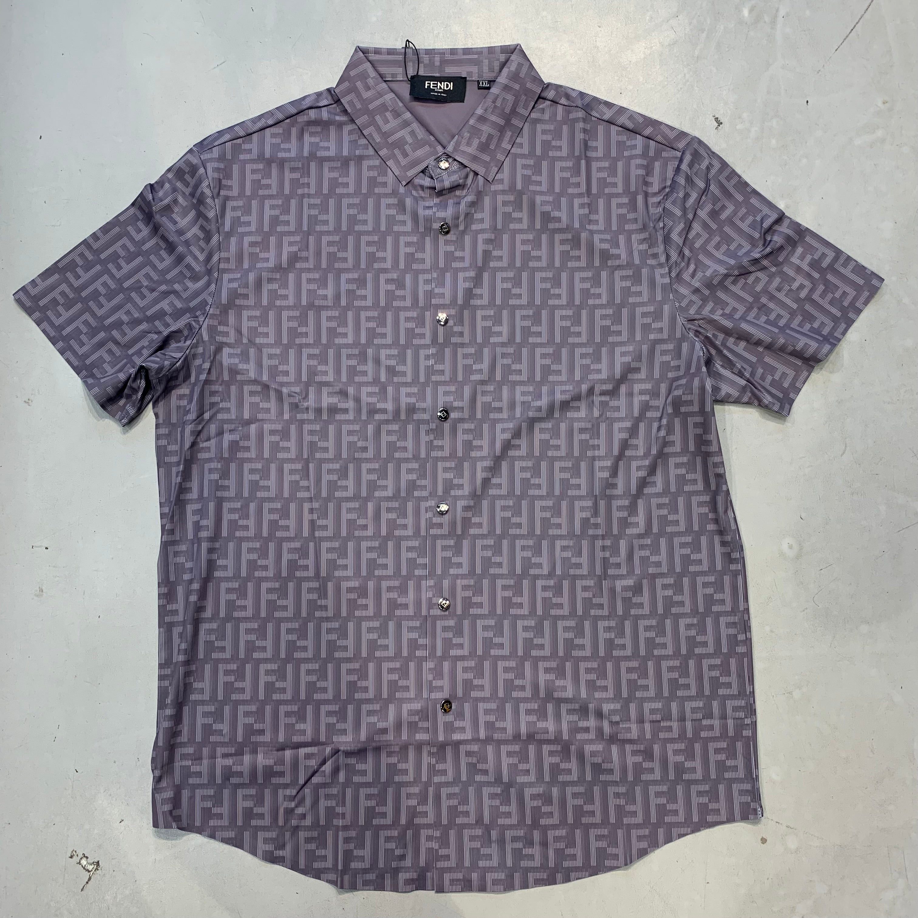 NEF FEN Grey Colour FF Printed Half Sleeve Stichless Strachable Men’s Shirt 76863