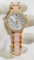 Cim Copper Pink Chain White Dial Studed Ladies Watch 989359