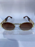 REV Golden Leopard Frame Brown Shade Unisex Sunglasss 8016 56 19 142