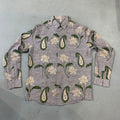 BC Light Purple Colour Beige Green Embroidery Work Full Sleeve Linen Shirt 9193