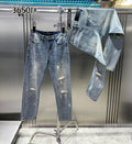 Bal Lab Mas Tambem Medid Rouged Paint Blue Colour Carrot Fit Jeans 36501