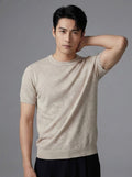 Modern Stylish Beige Colour Round Stich Knitted Round Neck Tshirt 7057