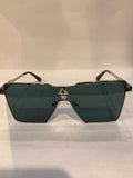 UOL Silver Frame Green Shade Unisex Sunglasss 2A621 56 15 139