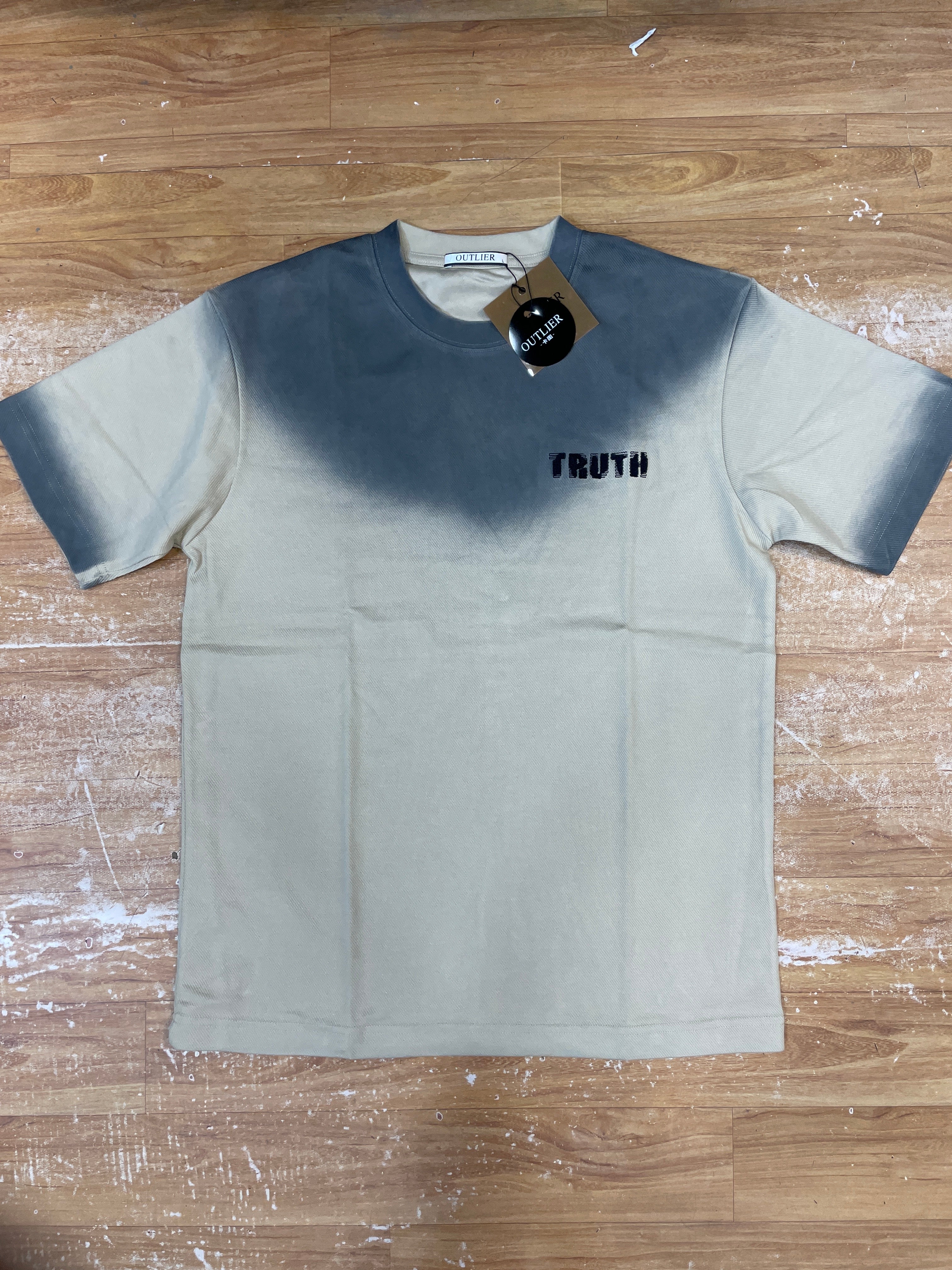OUTLIER Beige Grey Faded Colour Truth Print Premium Quality Round Neck T-Shirt OL 464