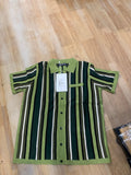 Sinransinya  Green Colour With knitted Designs Premium Quality Collar shirt MS0110