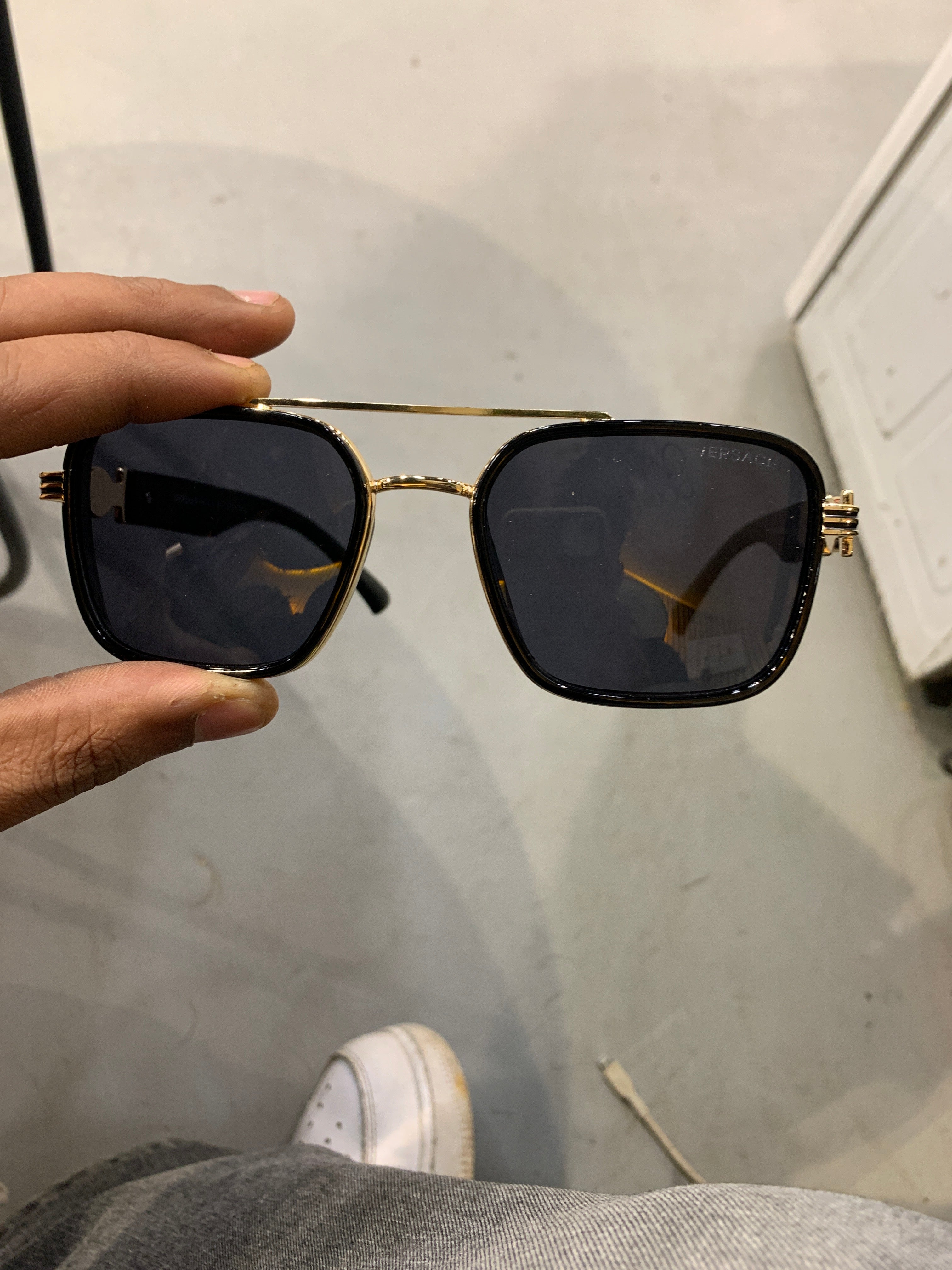 REV Black Gold Frame Black Shade Unisex Sunglasss CF58499 54 16 143 C1