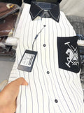 AQUARIUS White Colour Black Lining Premium Quality Full Sleeve Shirt 2690