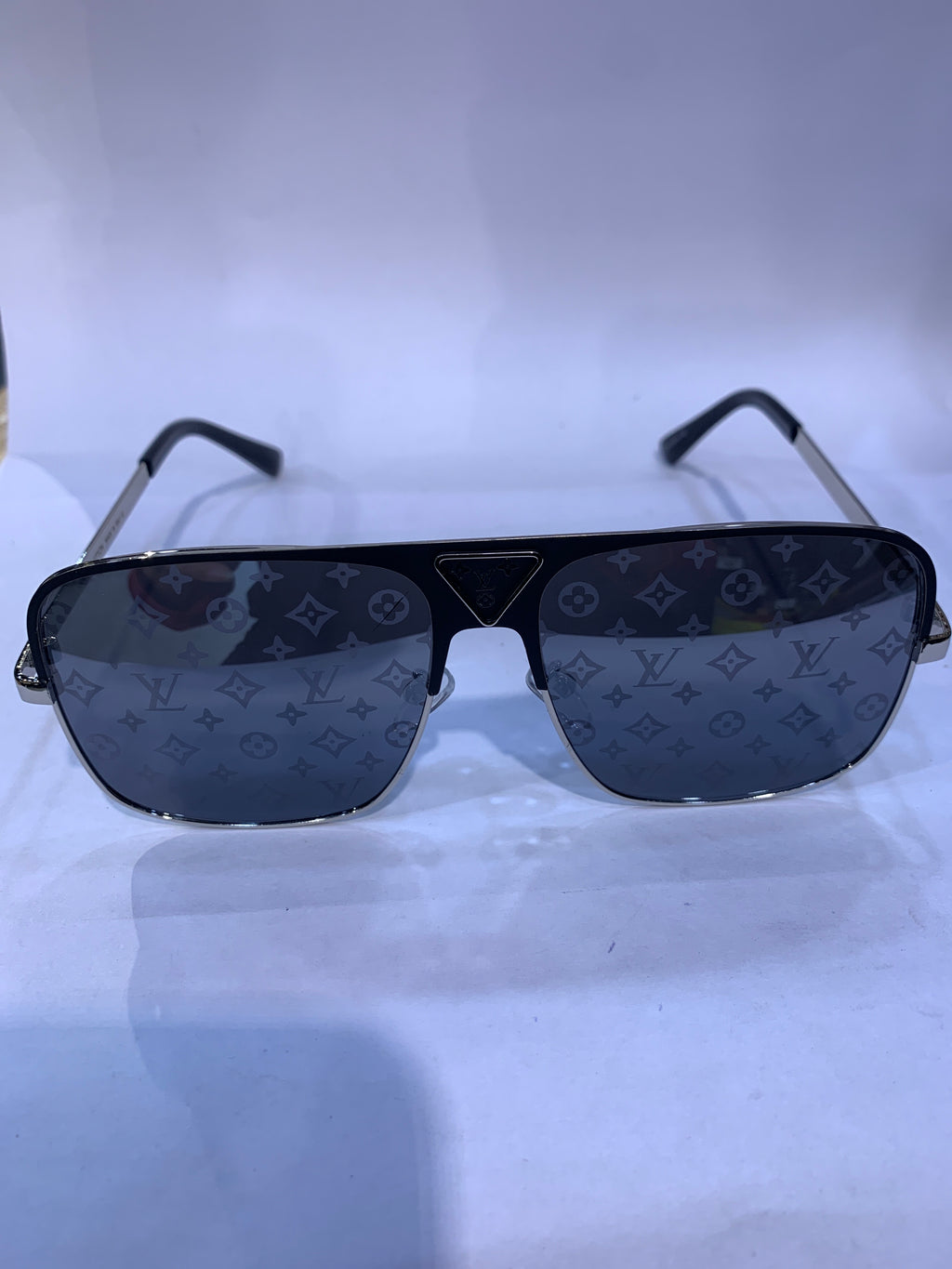 UOL Black Silver Frame  Black Printed Shade Unisex Sunglasss 2076 52 18 142