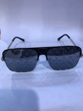 UOL Black Silver Frame  Black Printed Shade Unisex Sunglasss 2076 52 18 142