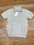 REA Aertu Grey Colour Knitted Premium Quality Blue Lining  Collar T-Shirt  R86135