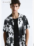 LDA Ice Black White Printed Half Sleeve Men’s Shirt 989620